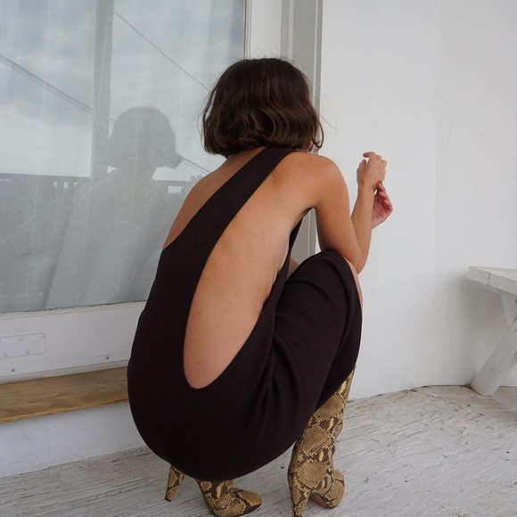 BOTTEGA VENETA SM US4/IT40 Brown One Shoulder Dress with Cutout SS20 - Picture 1 of 7